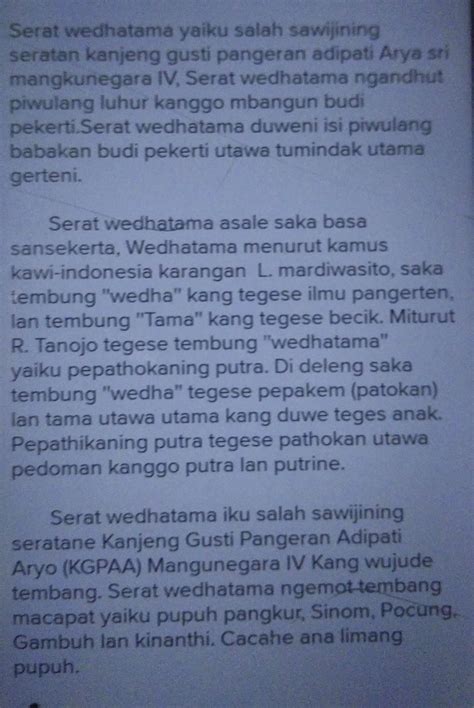 serat wedhatama kuwi kasusastran jawa gagrag  Serat Wedhatama yaiku karya sastra Jawa gagrag anyar kang ngemot maneka warna pitutur